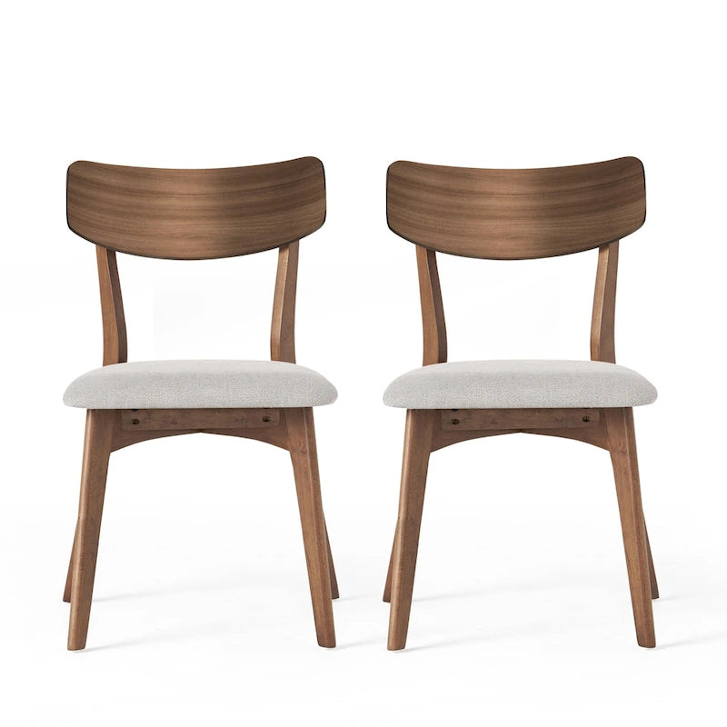 Set of 2 Light Beige Wood Dining Chairs Side Chair Office Table Chair