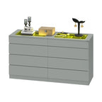 Moasis 8 Drawer Dresser with RGB Light,High Gloss Horizontal Storage Dresser
