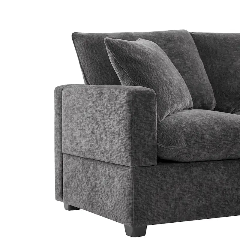 L-Shape Modular Sectional Sofa, 4 Seat Chenille Sectional Couch