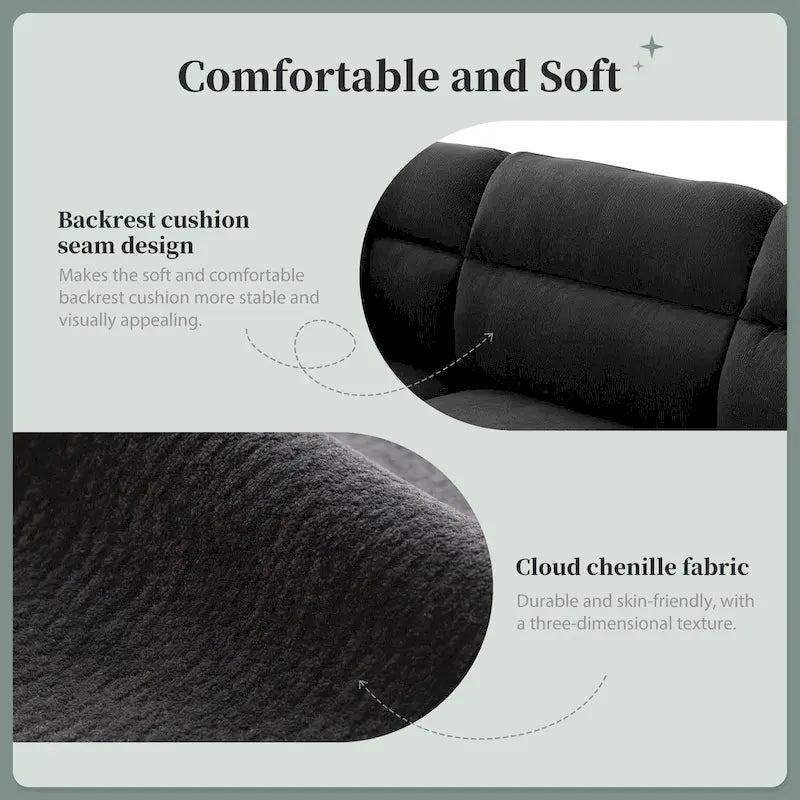 110 L-Shaped 5 Seater Sectional Sofa with Removable Ottoman, Cloud Chenille Upholstery and 5 Pillows
