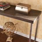 46" Console Sofa Table with Oak Veneer Top and Silver U-Shaped Metal Legs, Entryway Table