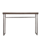 46" Console Sofa Table with Oak Veneer Top and Silver U-Shaped Metal Legs, Entryway Table