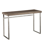 46" Console Sofa Table with Oak Veneer Top and Silver U-Shaped Metal Legs, Entryway Table