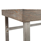 46" Console Sofa Table with Oak Veneer Top and Silver U-Shaped Metal Legs, Entryway Table