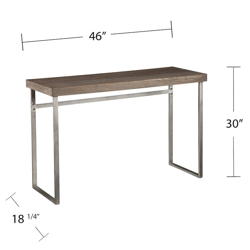 46" Console Sofa Table with Oak Veneer Top and Silver U-Shaped Metal Legs, Entryway Table