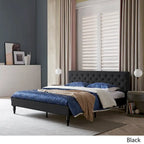 King Size Upholstered Platform Bed with Tufted Headboard, No Box Spring Needed
