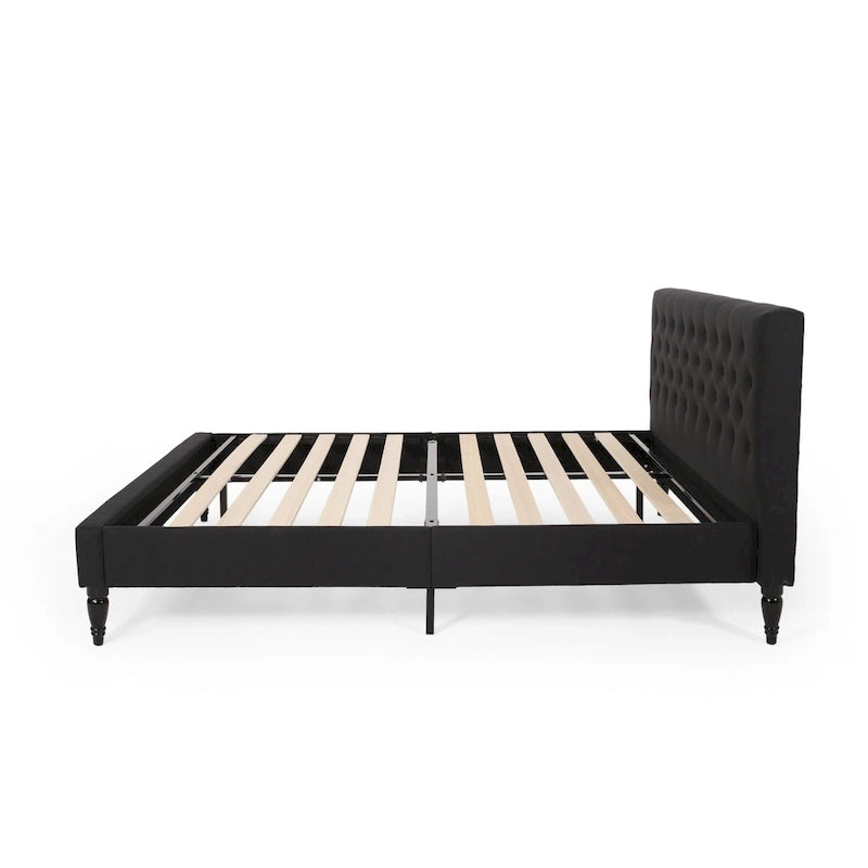 King Size Upholstered Platform Bed with Tufted Headboard, No Box Spring Needed