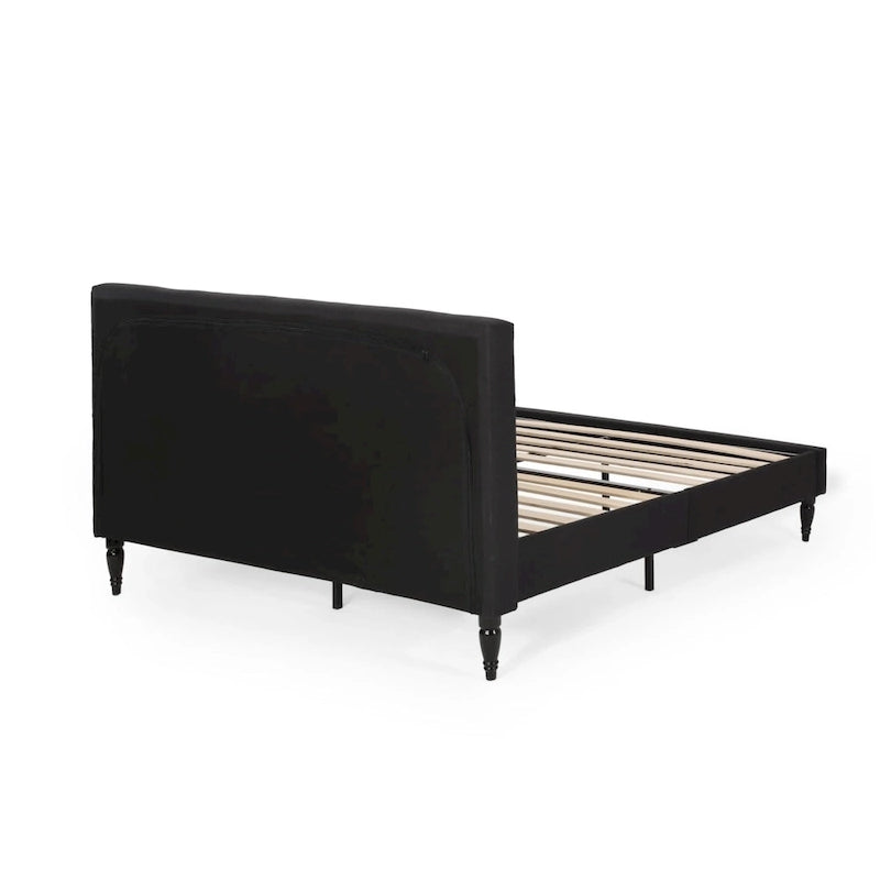 King Size Upholstered Platform Bed with Tufted Headboard, No Box Spring Needed