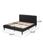King Size Upholstered Platform Bed with Tufted Headboard, No Box Spring Needed