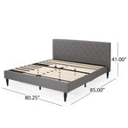 King Size Upholstered Platform Bed with Tufted Headboard, No Box Spring Needed