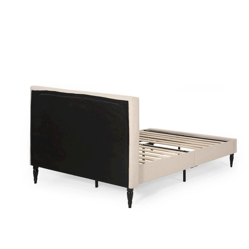 King Size Upholstered Platform Bed with Tufted Headboard, No Box Spring Needed