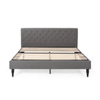 King Size Upholstered Platform Bed with Tufted Headboard, No Box Spring Needed