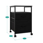 2 Drawer Mobile File Cabinet Rolling Printer Stand with Open Storage Shelf Fabric Vertical Filing Cabinet