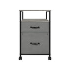 2 Drawer Mobile File Cabinet Rolling Printer Stand with Open Storage Shelf Fabric Vertical Filing Cabinet