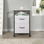 2 Drawer Mobile File Cabinet Rolling Printer Stand with Open Storage Shelf Fabric Vertical Filing Cabinet