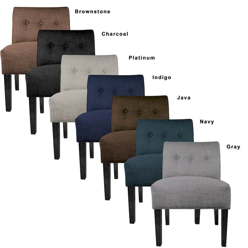 Button Tufted Accent Chair in Brownstone, Ikat Patterned Fabric with Espresso Wood Legs