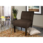 Button Tufted Accent Chair in Brownstone, Ikat Patterned Fabric with Espresso Wood Legs