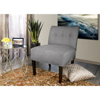 Button Tufted Accent Chair in Brownstone, Ikat Patterned Fabric with Espresso Wood Legs