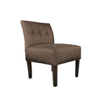 Button Tufted Accent Chair in Brownstone, Ikat Patterned Fabric with Espresso Wood Legs