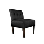 Button Tufted Accent Chair in Brownstone, Ikat Patterned Fabric with Espresso Wood Legs