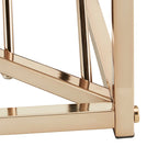 Square Smoky Glass Top End Table with Metal Frame, 21"x21"x24", Glittery Accent Side Table
