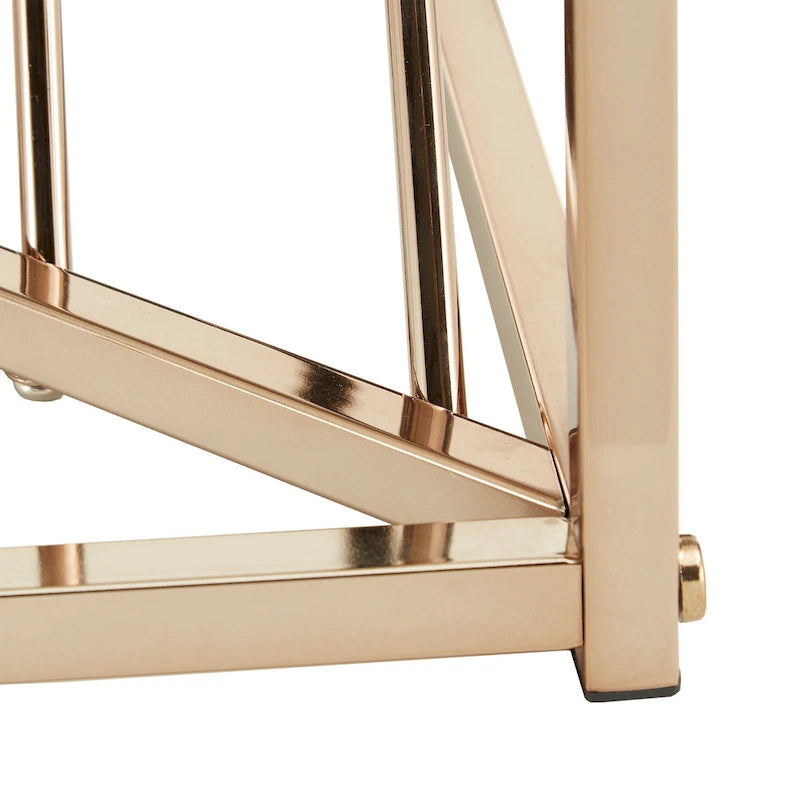 Square Smoky Glass Top End Table with Metal Frame, 21"x21"x24", Glittery Accent Side Table