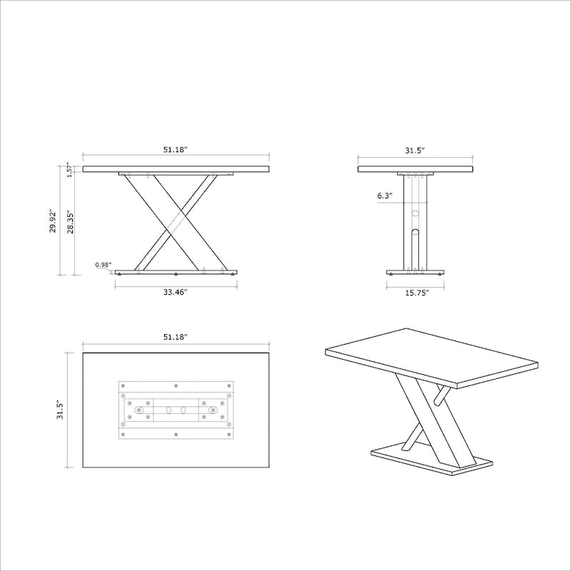Somette Emily Modern Wood Dining Set with Table, Nook and Bench