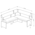 Somette Emily Modern Wood Dining Set with Table, Nook and Bench