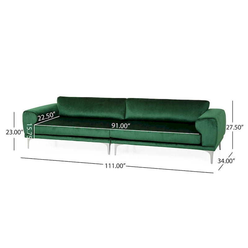 Croydon Modern Glam 4-seater Velvet Sofa by Christopher Knight Home