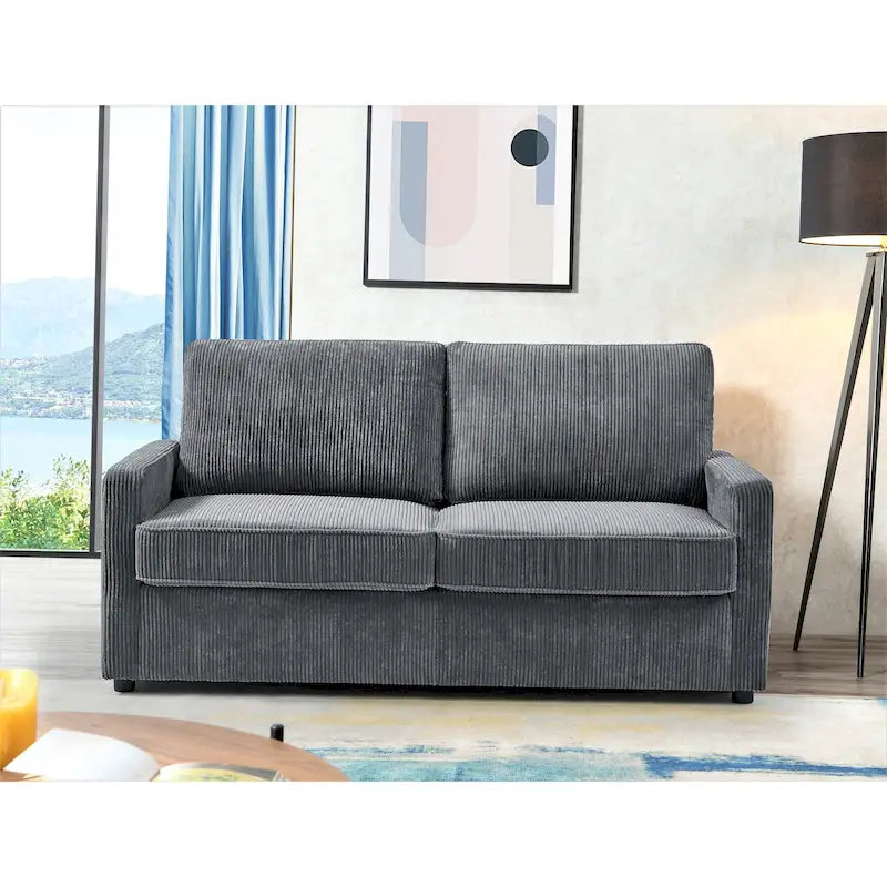 Manchester Polyester Corduroy 70 inch Square Arms Sofa Bed