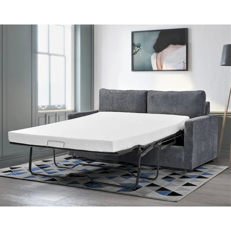 Manchester Polyester Corduroy 70 inch Square Arms Sofa Bed