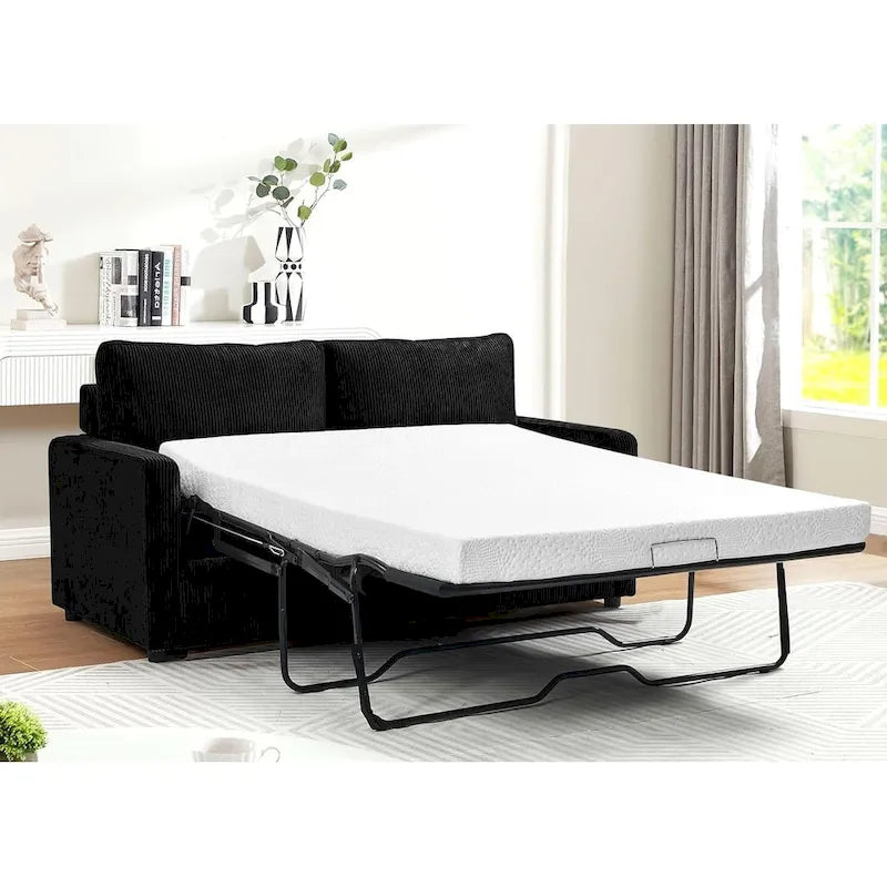 Manchester Polyester Corduroy 70 inch Square Arms Sofa Bed