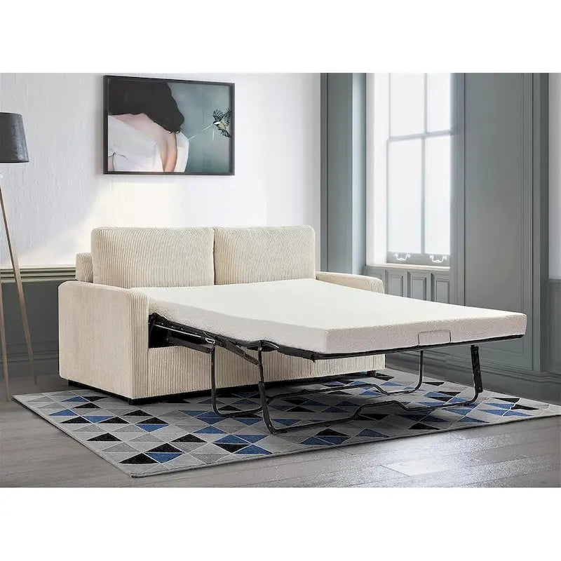 Manchester Polyester Corduroy 70 inch Square Arms Sofa Bed