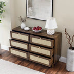 Antique Wooden Six-Drawer Dresser for Bedroom, TV Cabinet, or Living Room Storage