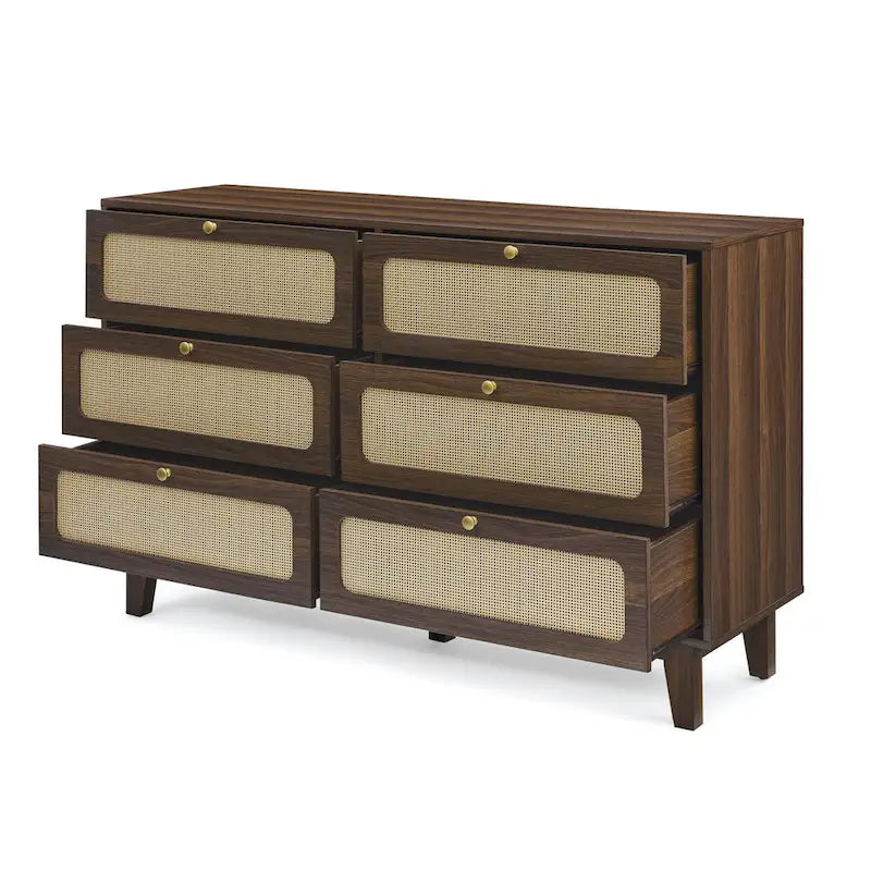 Antique Wooden Six-Drawer Dresser for Bedroom, TV Cabinet, or Living Room Storage