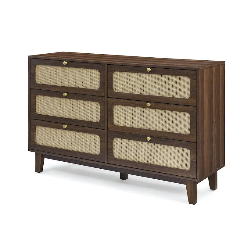 Antique Wooden Six-Drawer Dresser for Bedroom, TV Cabinet, or Living Room Storage