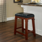 25" Backless Faux Leather Counter Stool, Swivel Seat Kitchen Island Bar Stool