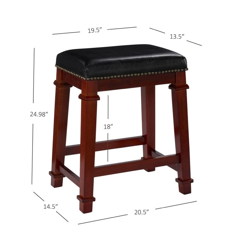 25" Backless Faux Leather Counter Stool, Swivel Seat Kitchen Island Bar Stool