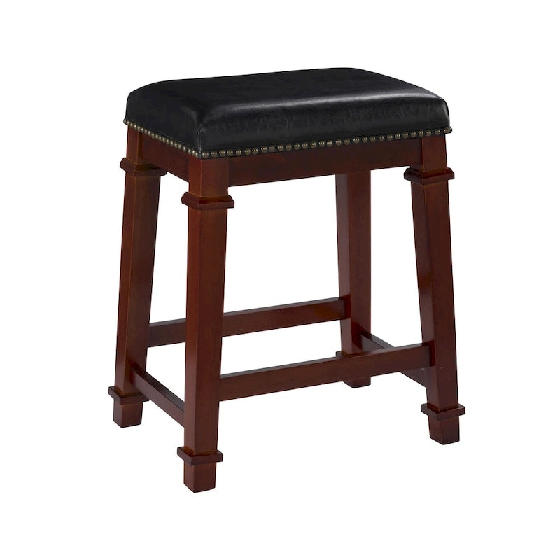 25" Backless Faux Leather Counter Stool, Swivel Seat Kitchen Island Bar Stool