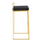 Stackable Bar Stool Set of 2, Gold Metal Frame with Padded Seat, 250 lbs Capacity, 34"H