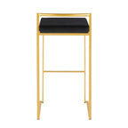 Stackable Bar Stool Set of 2, Gold Metal Frame with Padded Seat, 250 lbs Capacity, 34"H