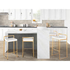 Stackable Bar Stool Set of 2, Gold Metal Frame with Padded Seat, 250 lbs Capacity, 34"H