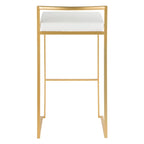Stackable Bar Stool Set of 2, Gold Metal Frame with Padded Seat, 250 lbs Capacity, 34"H