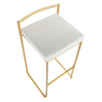 Stackable Bar Stool Set of 2, Gold Metal Frame with Padded Seat, 250 lbs Capacity, 34"H