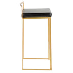Stackable Bar Stool Set of 2, Gold Metal Frame with Padded Seat, 250 lbs Capacity, 34"H