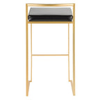 Stackable Bar Stool Set of 2, Gold Metal Frame with Padded Seat, 250 lbs Capacity, 34"H