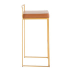 Stackable Bar Stool Set of 2, Gold Metal Frame with Padded Seat, 250 lbs Capacity, 34"H