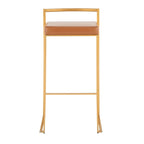 Stackable Bar Stool Set of 2, Gold Metal Frame with Padded Seat, 250 lbs Capacity, 34"H