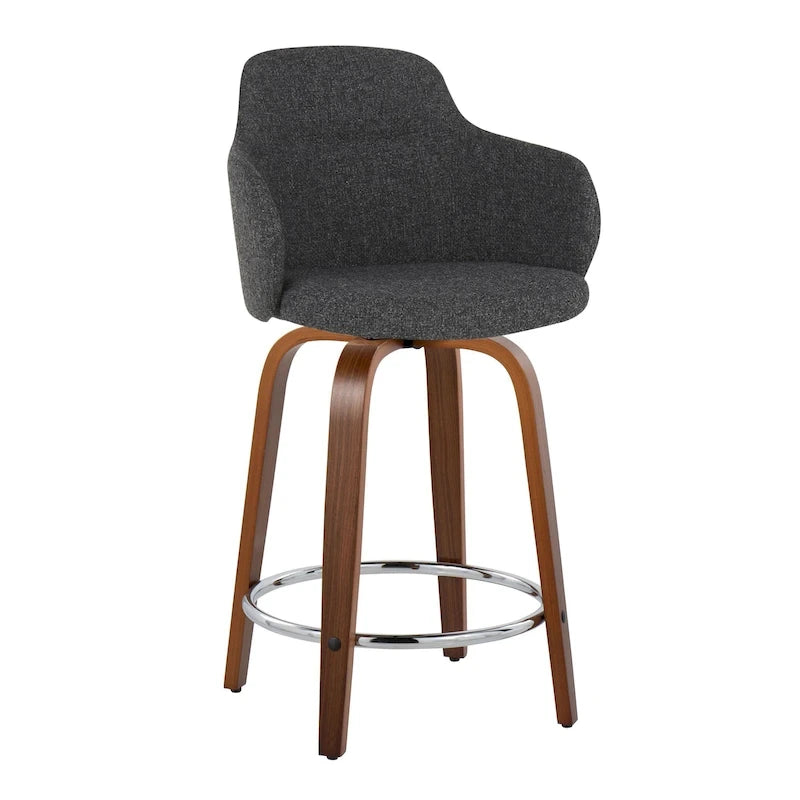 Carson Carrington Iglabo 24 Fixed-Height Counter Stool with Bent Wood Legs and Round Footrest (Set of 2)
