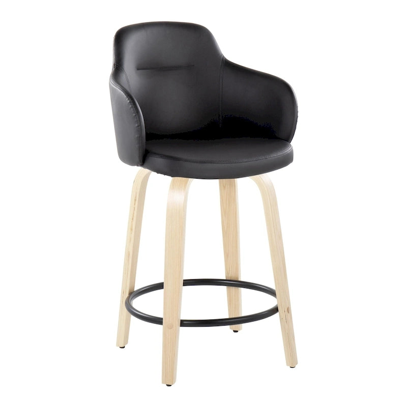 Carson Carrington Iglabo 24 Fixed-Height Counter Stool with Bent Wood Legs and Round Footrest (Set of 2)
